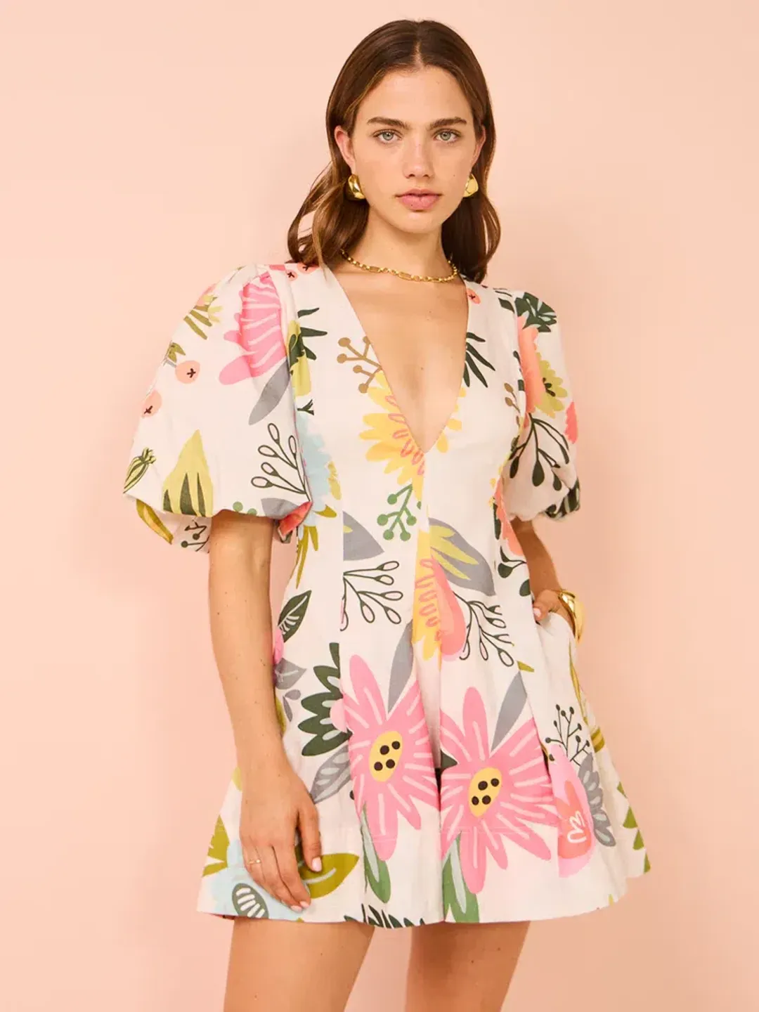 By Nicola Wavy Mini Dress In Potpourri Size 8 for rent on The Volte - main image