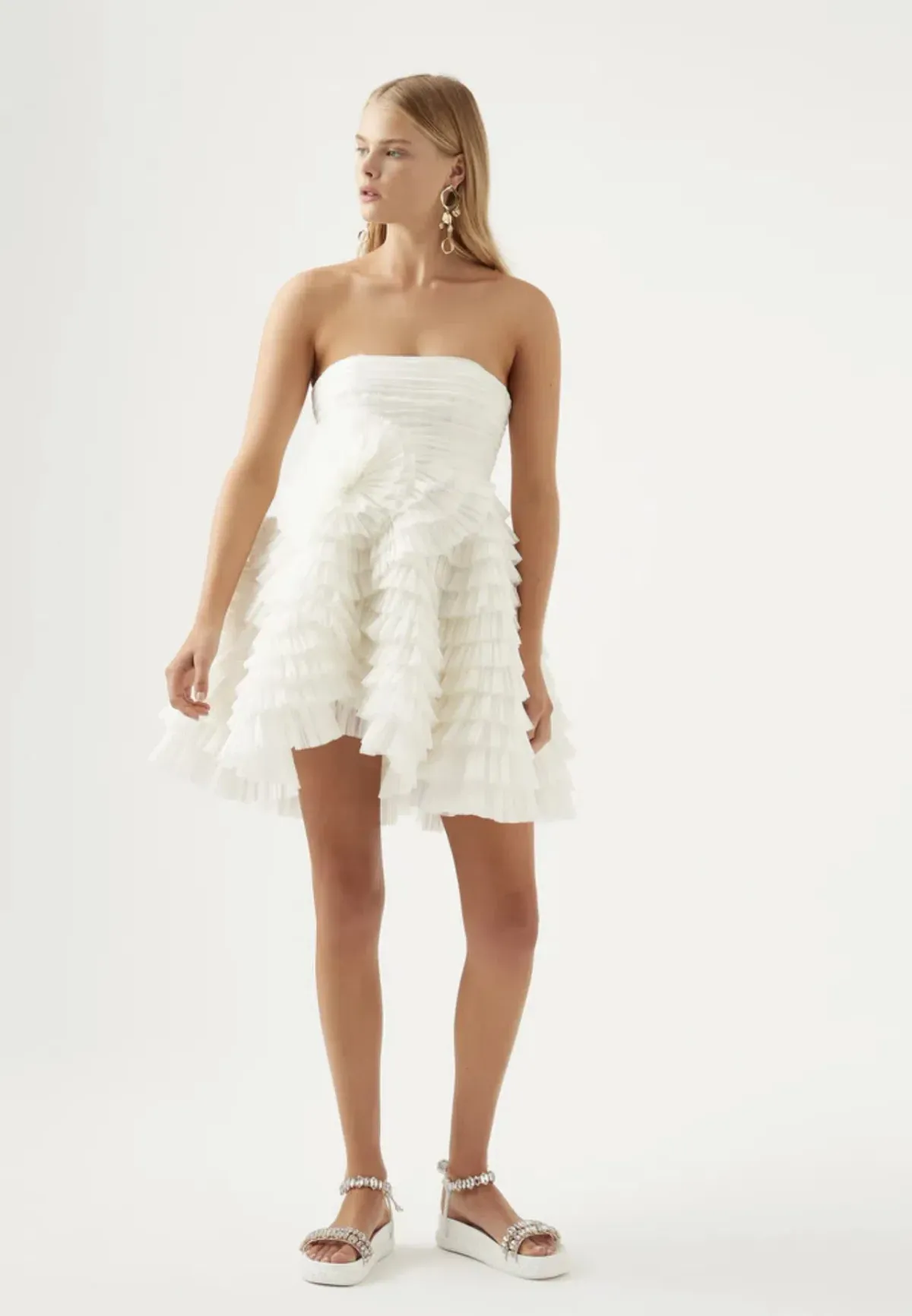 Aje Expressive Pleated Mini Dress White Size 8 - Image 3