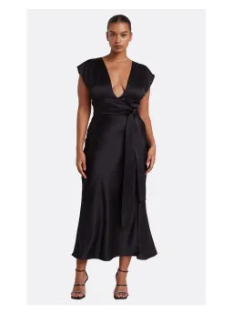 Bec & Bridge Dreamer Wrap Midi Dress Black Size 16 for rent on The Volte - image 1