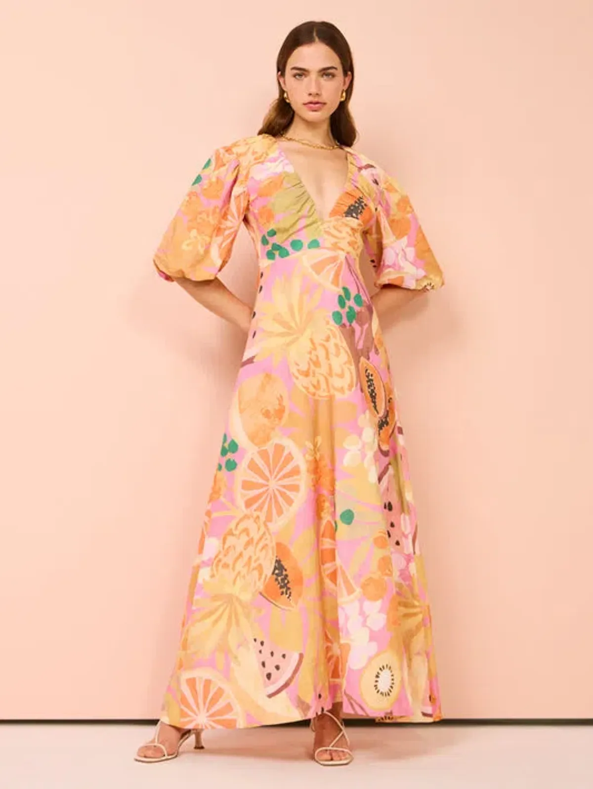 By Nicola Bolero Maxi Dress in Fruit Punch Size 8 for rent on The Volte - main image