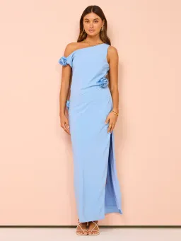 Issy Off Shoulder Flower Maxi Dress In Blue Size AU 12 for rent on The Volte - image 5