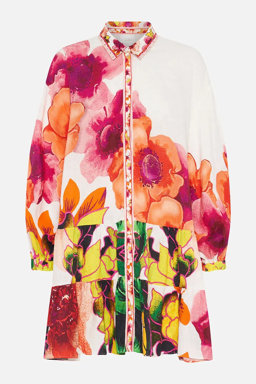 Camilla Pretty As A Poppy Tiered Shirt Dress Size L / AU 14 for rent on The Volte - main image