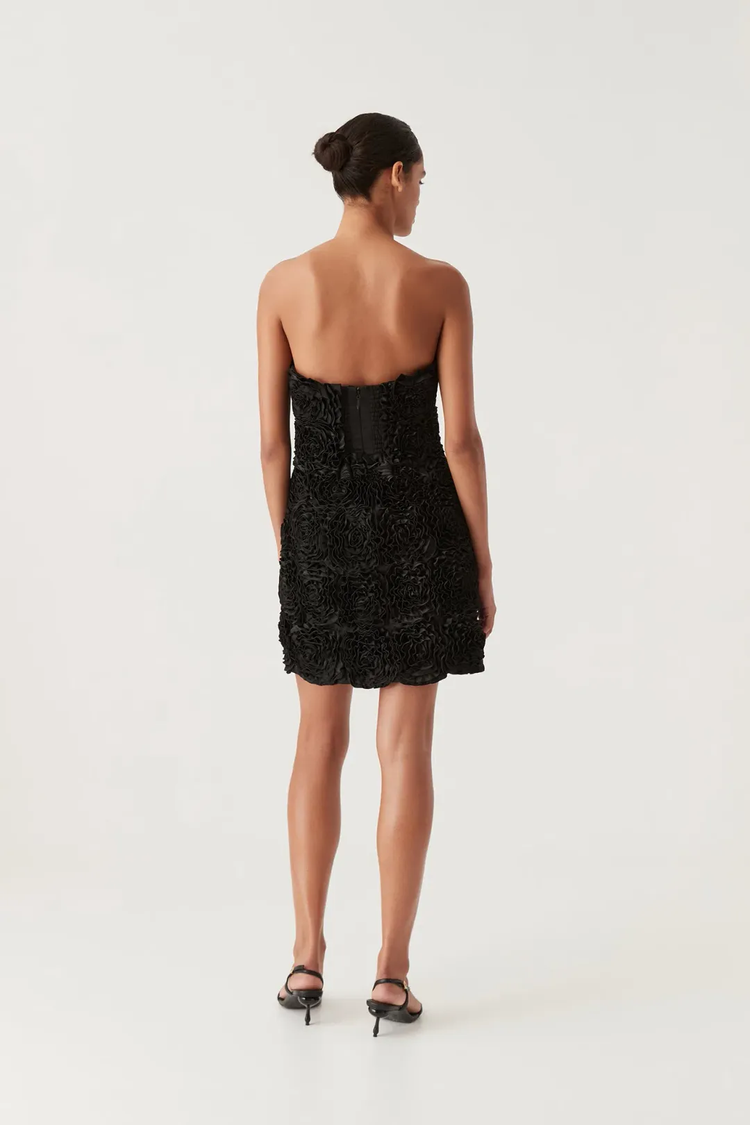 Aje Gazer Rosette Mini Dress Black Size 8 for rent on The Volte - main image