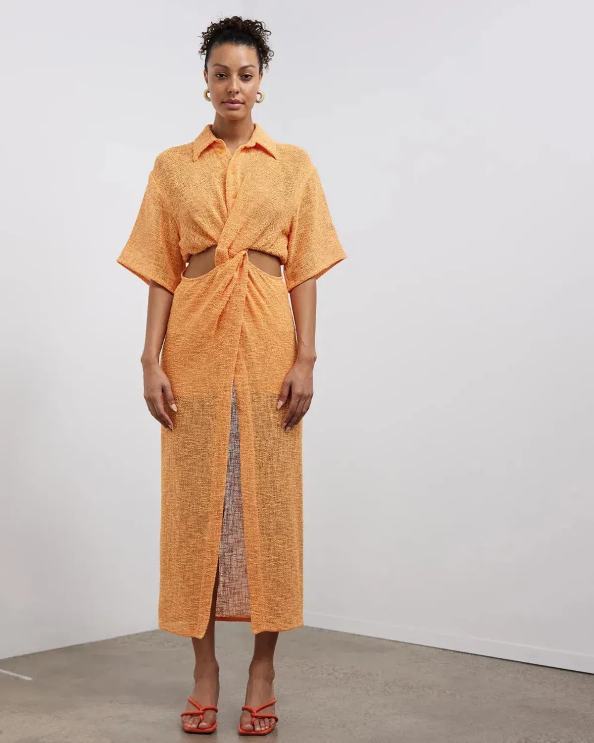 Camilla & Marc Clementine Twist Midi Dress Persimmon Size 10 - Image 1