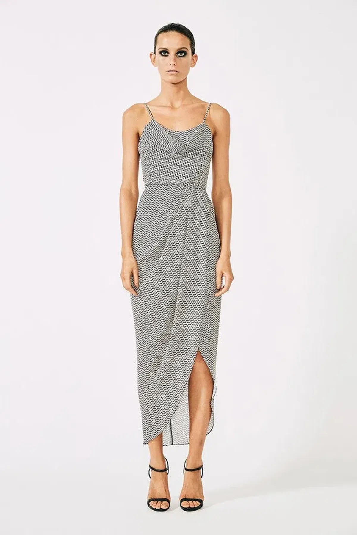 Shona Joy Etienne Lace Back Cowl Bias Midi Dress Print Size 12 - Image 1