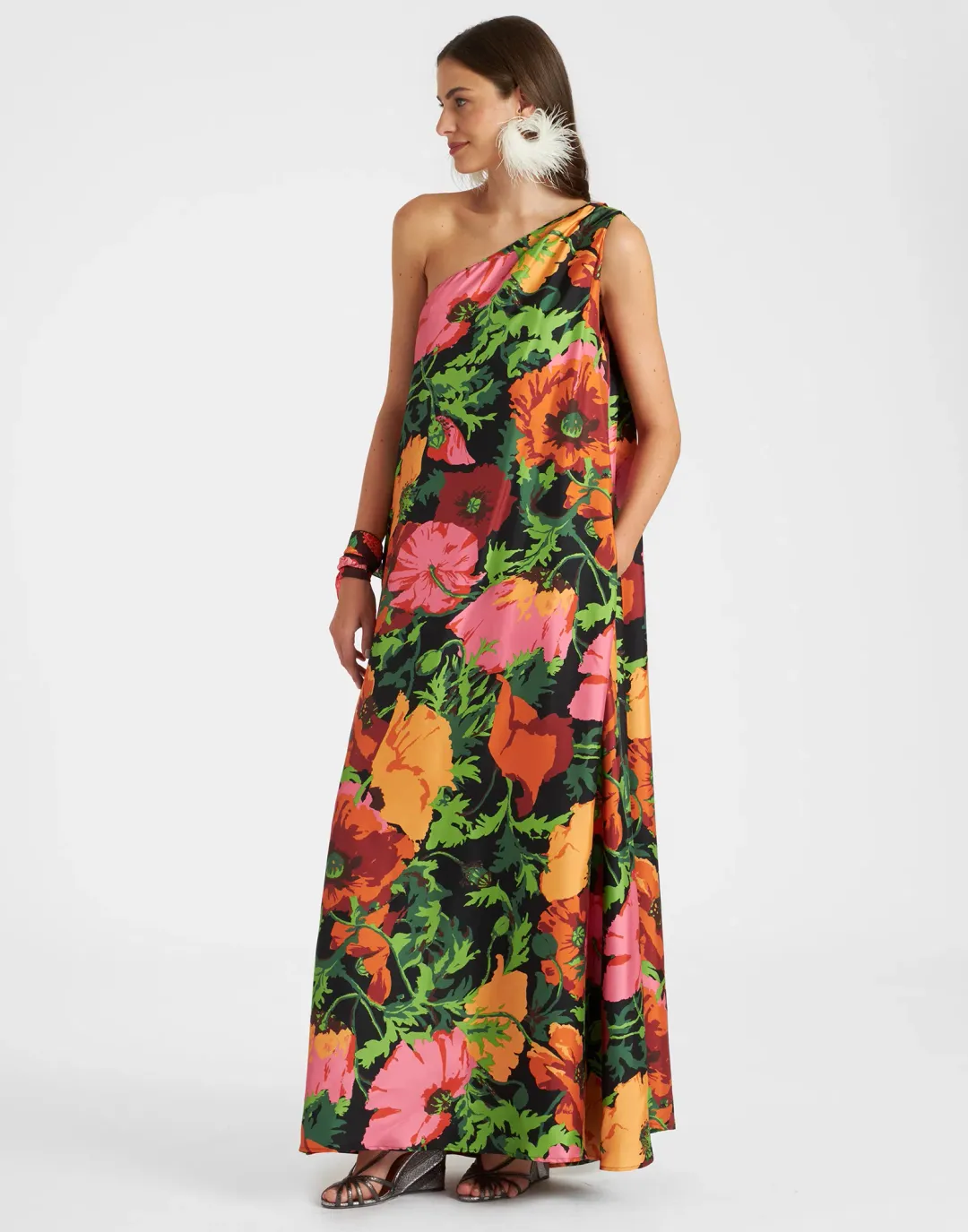 La Double J Roy Wonderland One Shoulder Dress Floral Size 8 for rent on The Volte - main image