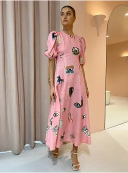 Alemais Cleo Midi Dress in Pink Size AU 12 for rent on The Volte - image 2