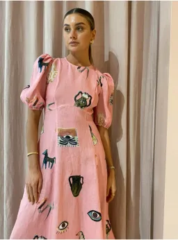 Alemais Cleo Midi Dress in Pink Size AU 12 for rent on The Volte - image 3