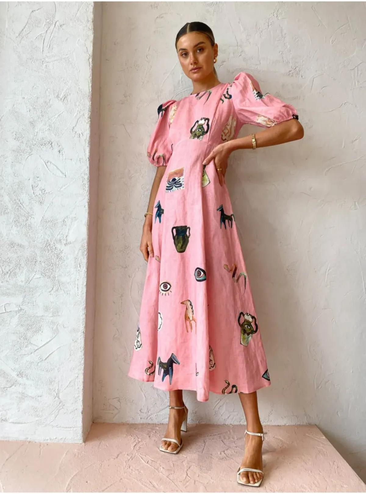 Alemais Cleo Midi Dress in Pink Size AU 12 - Image 1