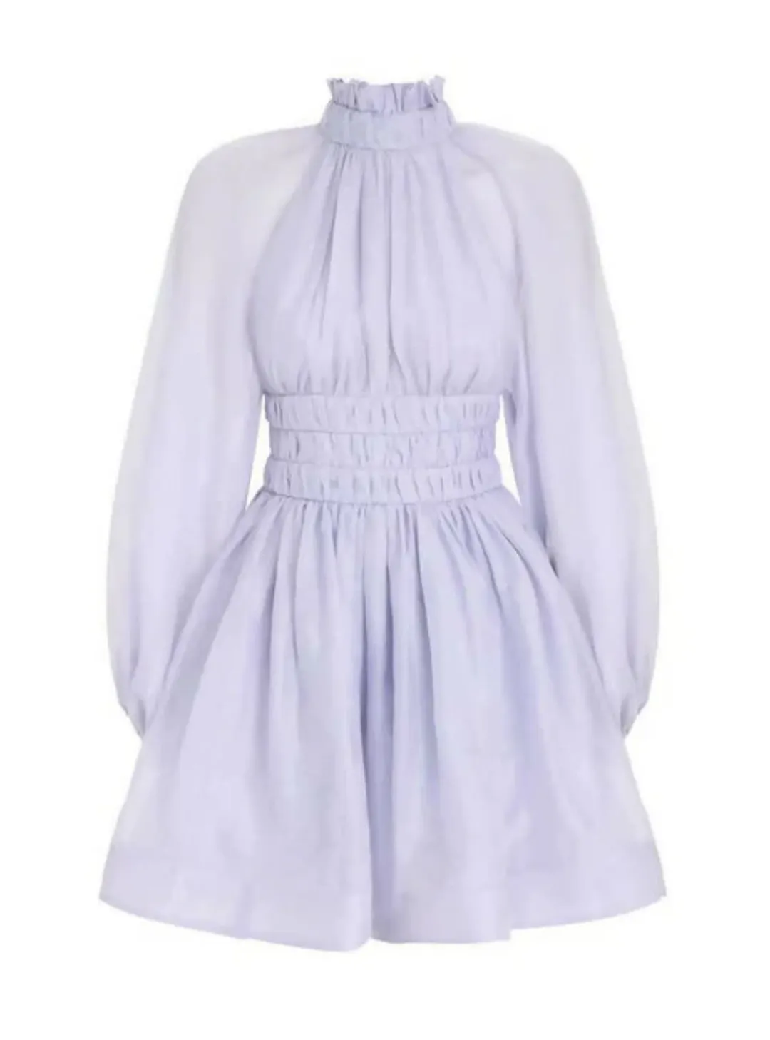 Zimmermann Luminous Long Sleeve Mini Dress Lavender Size 0 / AU 8 for rent on The Volte - main image