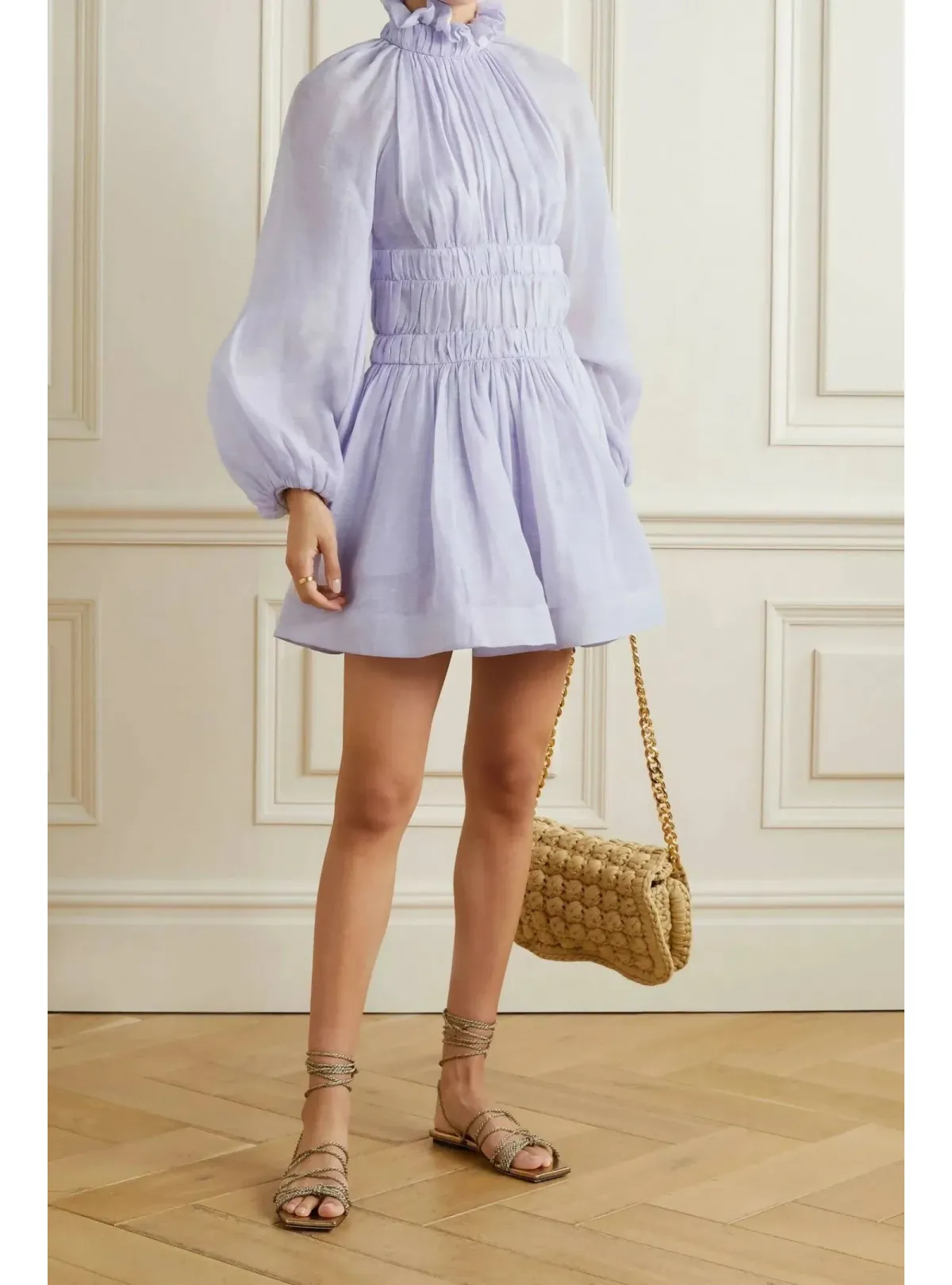Zimmermann Luminous Long Sleeve Mini Dress Lavender Size 0 / AU 8 - Image 1