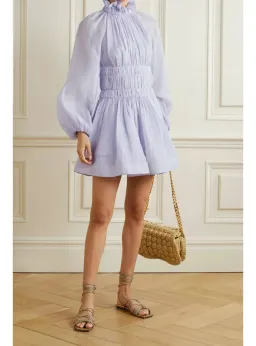 Zimmermann Luminous Long Sleeve Mini Dress Lavender Size 0 / AU 8 for rent on The Volte - image 1