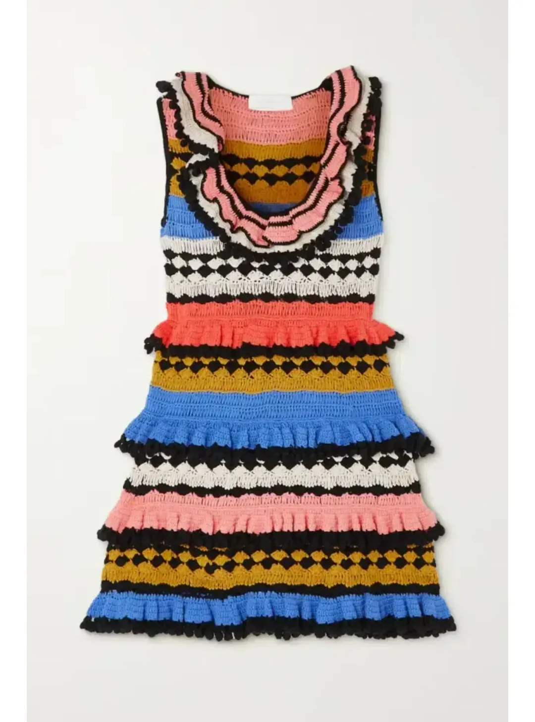Zimmermann Tiggy Frill Mini Dress Navy Multi Size 2 / AU 12 for rent on The Volte - main image