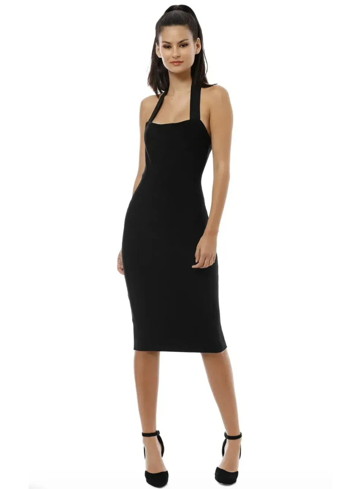 Misha Julia Midi Dress Black Size 4 for rent on The Volte - main image