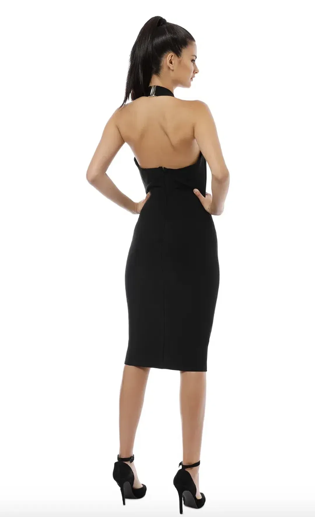 MISHA Julia Midi Dress Black Size 12 for rent on The Volte - main image