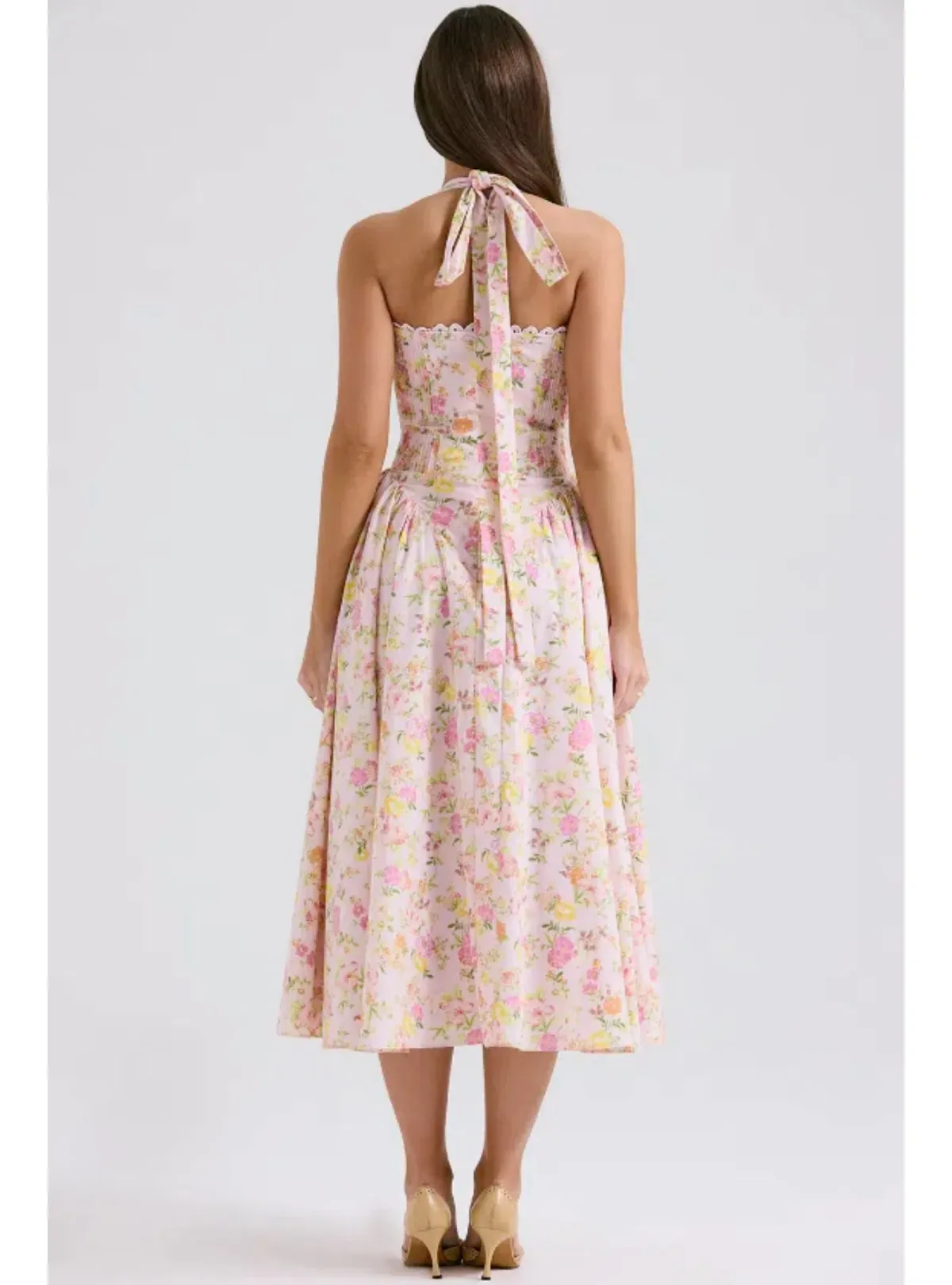 House Of CB Adabella Halter Midi Sundress Meadow Print Size M / 10 - Image 4