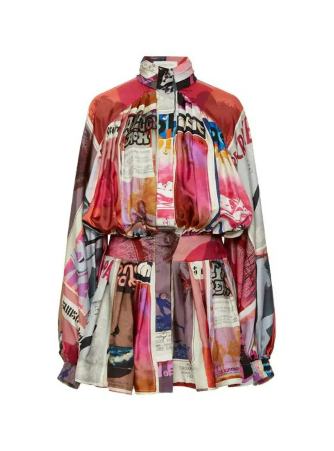 Zimmermann Wavelength Sleeve Mini Dress Pink Poster Print Size 0 / AU 8 for rent on The Volte - main image