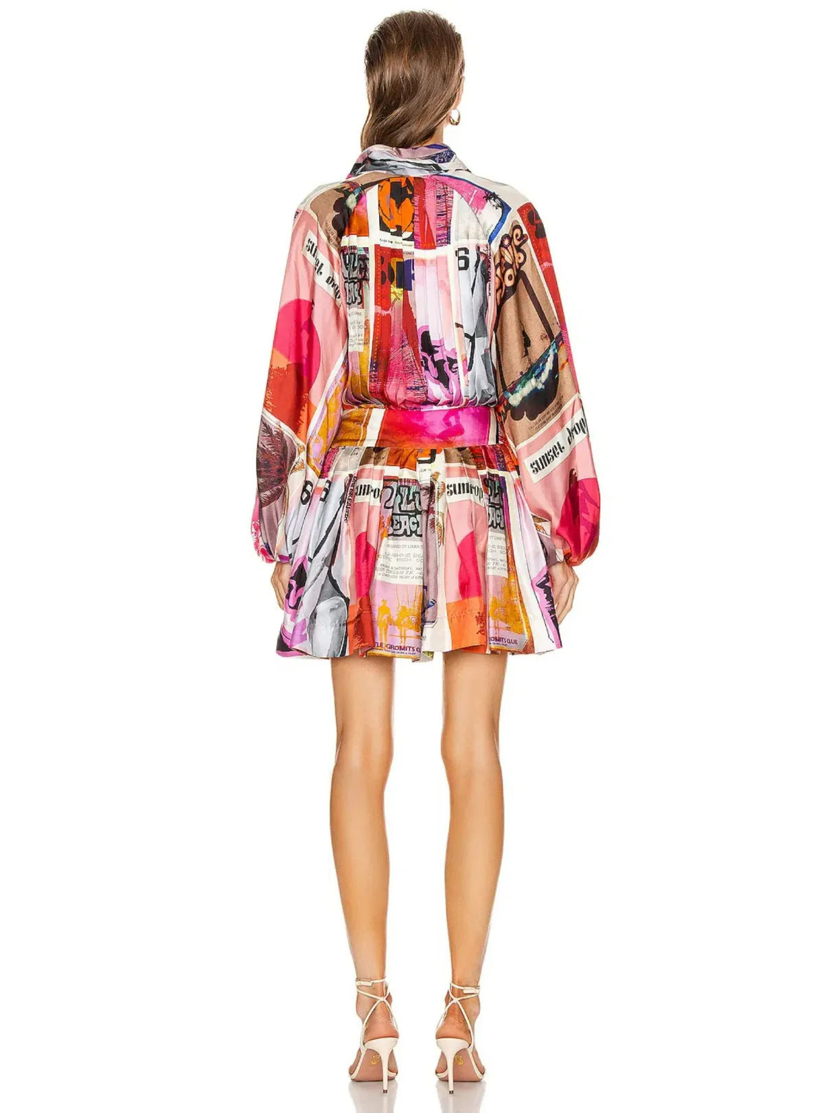 Zimmermann Wavelength Sleeve Mini Dress Pink Poster Print Size 0 / AU 8 - Image 3