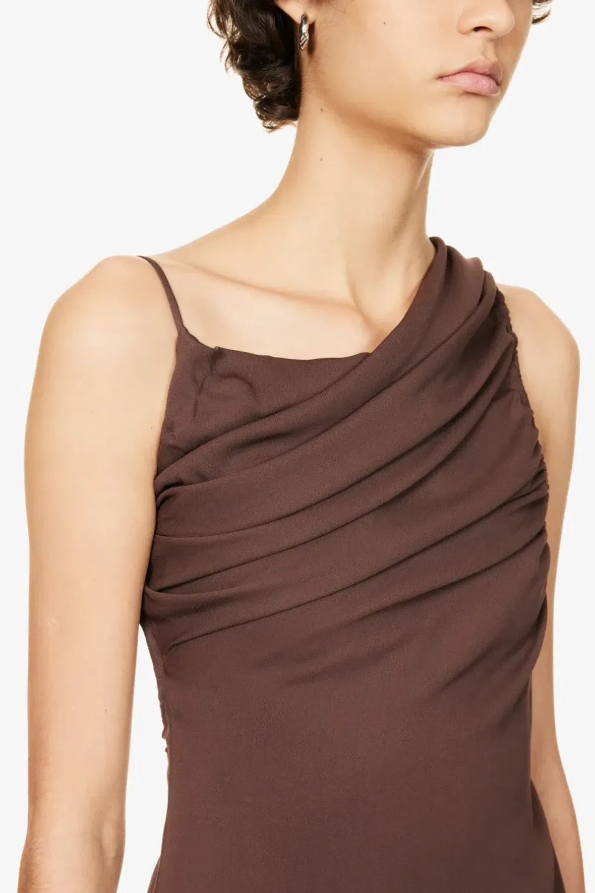 Christopher Esber Cowl Drape Dress Chocolate Size 14 AU - Image 4