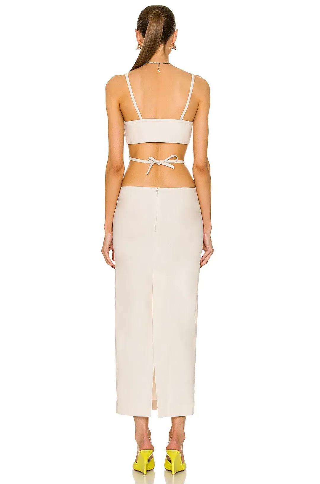 Christopher Esber Cross Bandeau Tie Dress Bone Size 14 AU for rent on The Volte - main image
