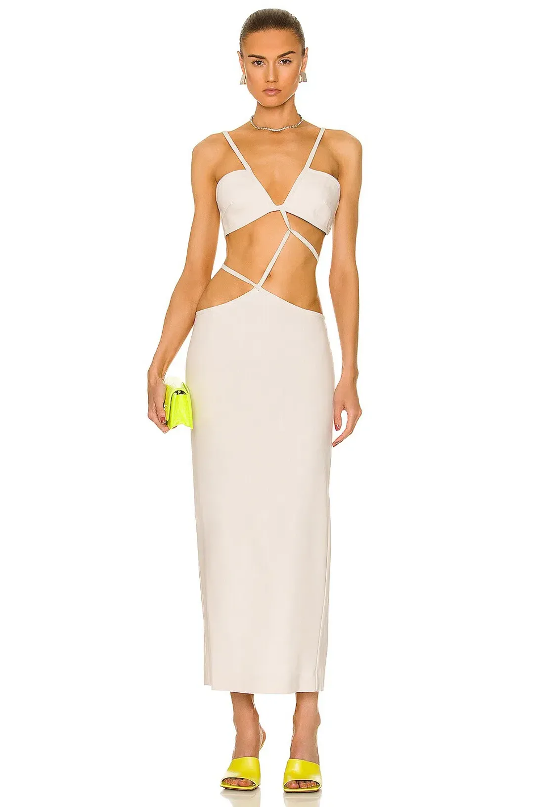 Christopher Esber Cross Bandeau Tie Dress Bone Size 14 AU for rent on The Volte - main image