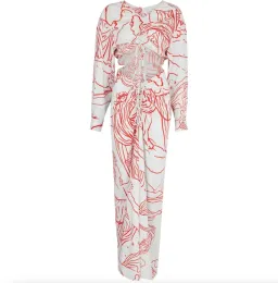 Christopher Esber Ruched Disconnect Shirt Dress Odyssey Print in Red/Ice Size 4 AU for rent on The Volte - image 2