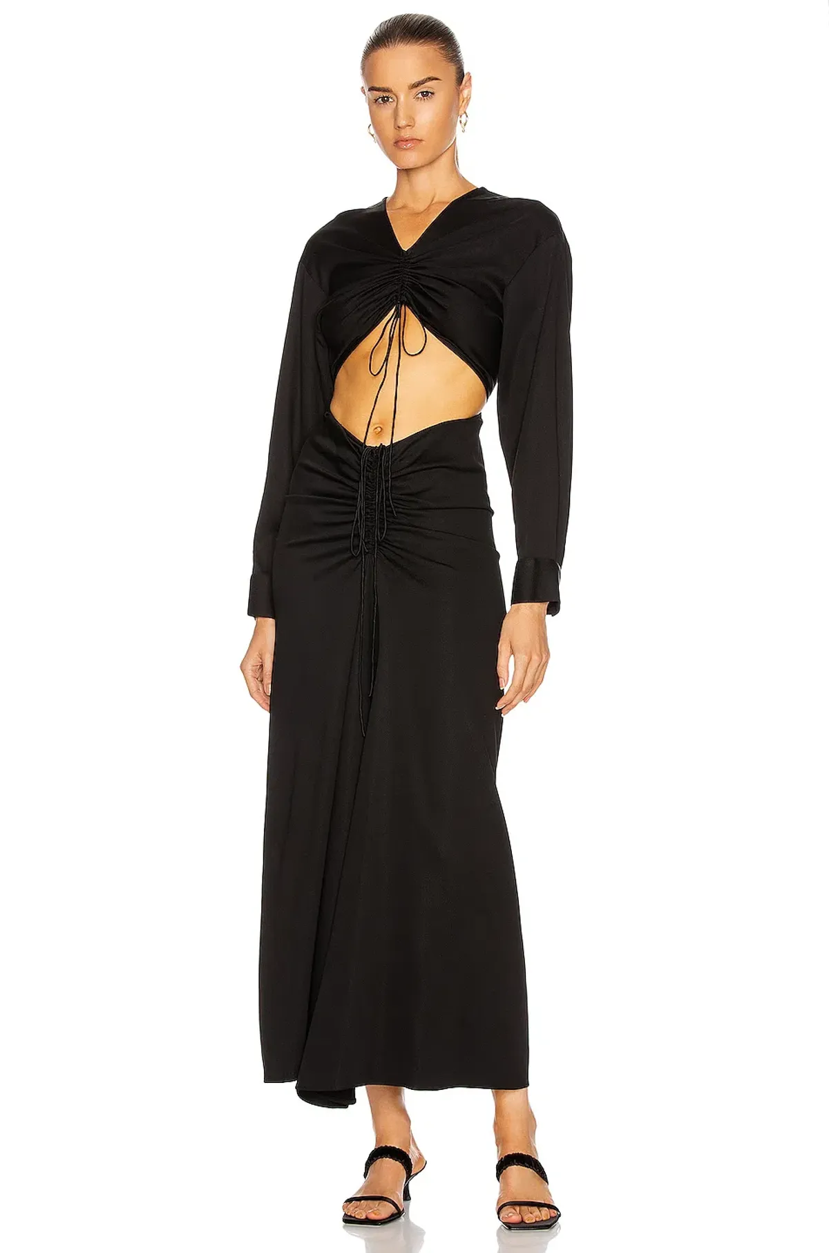 Christopher Esber Ruched Disconnect Shirt Dress Black Size 12 AU - Image 2