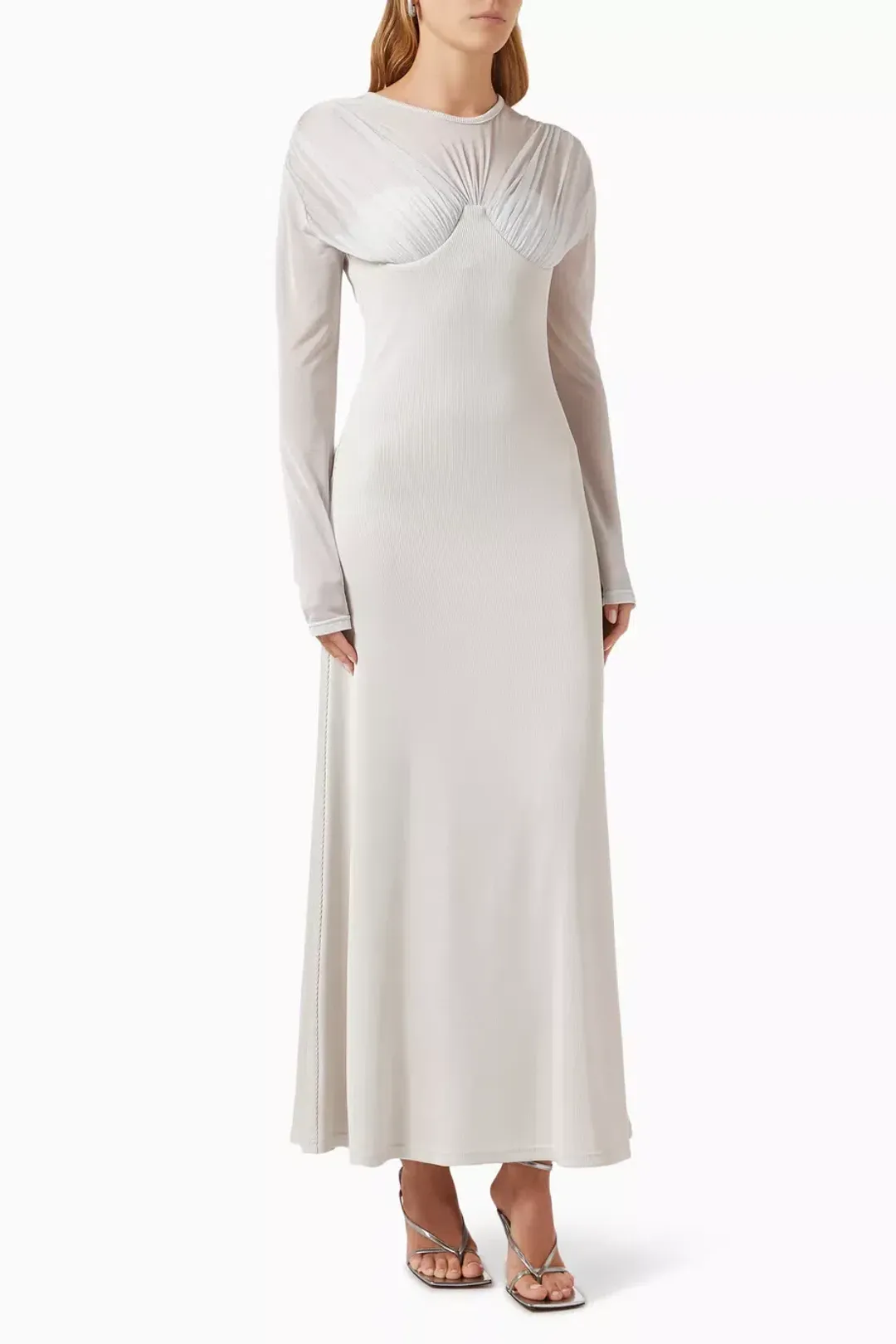Christopher Esber Encase Sheer Underwire Dress Silver Size 10 AU for rent on The Volte - main image