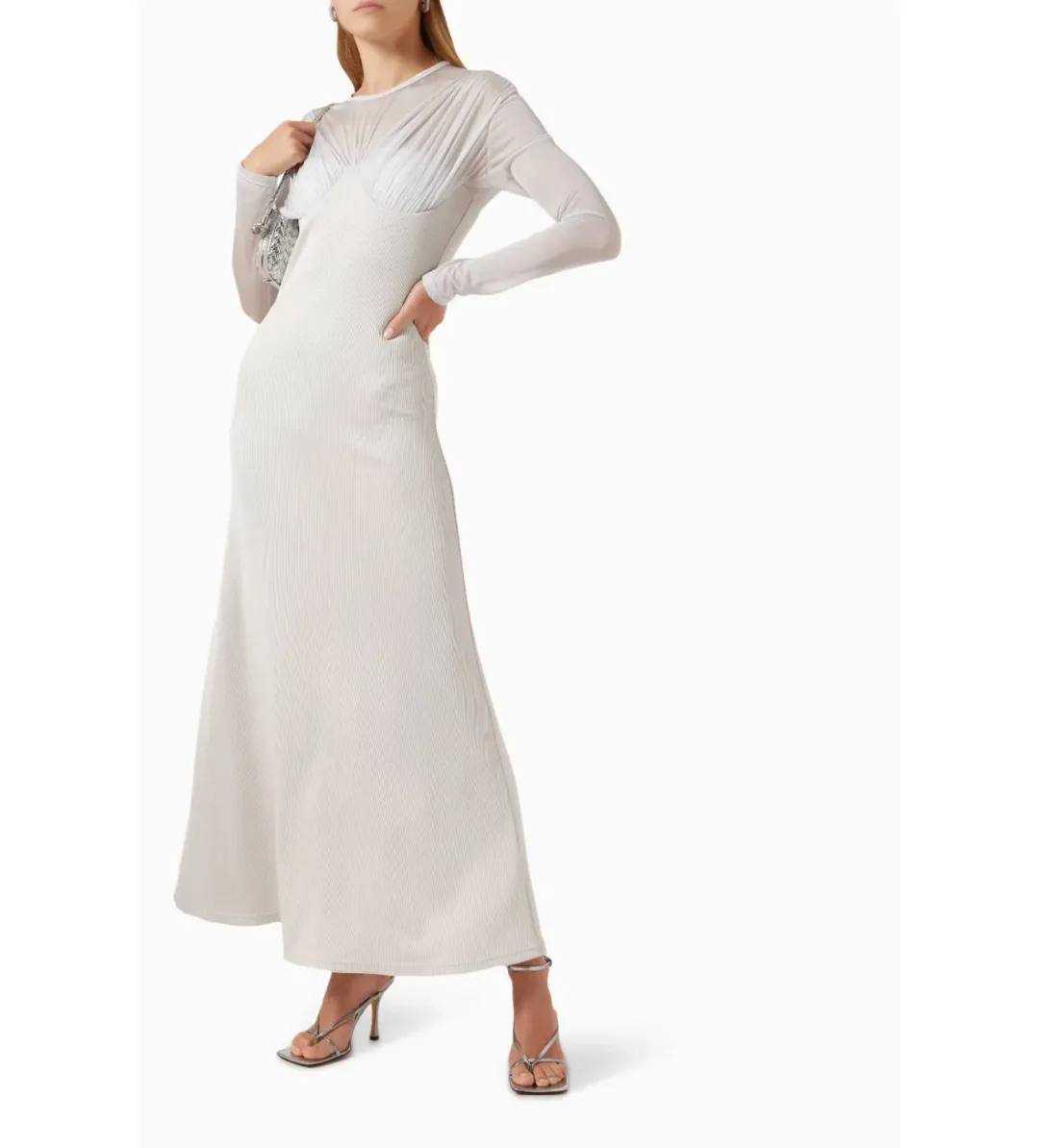 Christopher Esber Encase Sheer Underwire Dress Silver Size 10 AU for rent on The Volte - main image