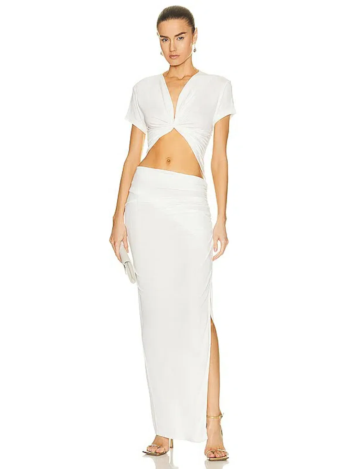 Christopher Esber Twisted Draped Tee Dress White Size 12 AU - Image 1