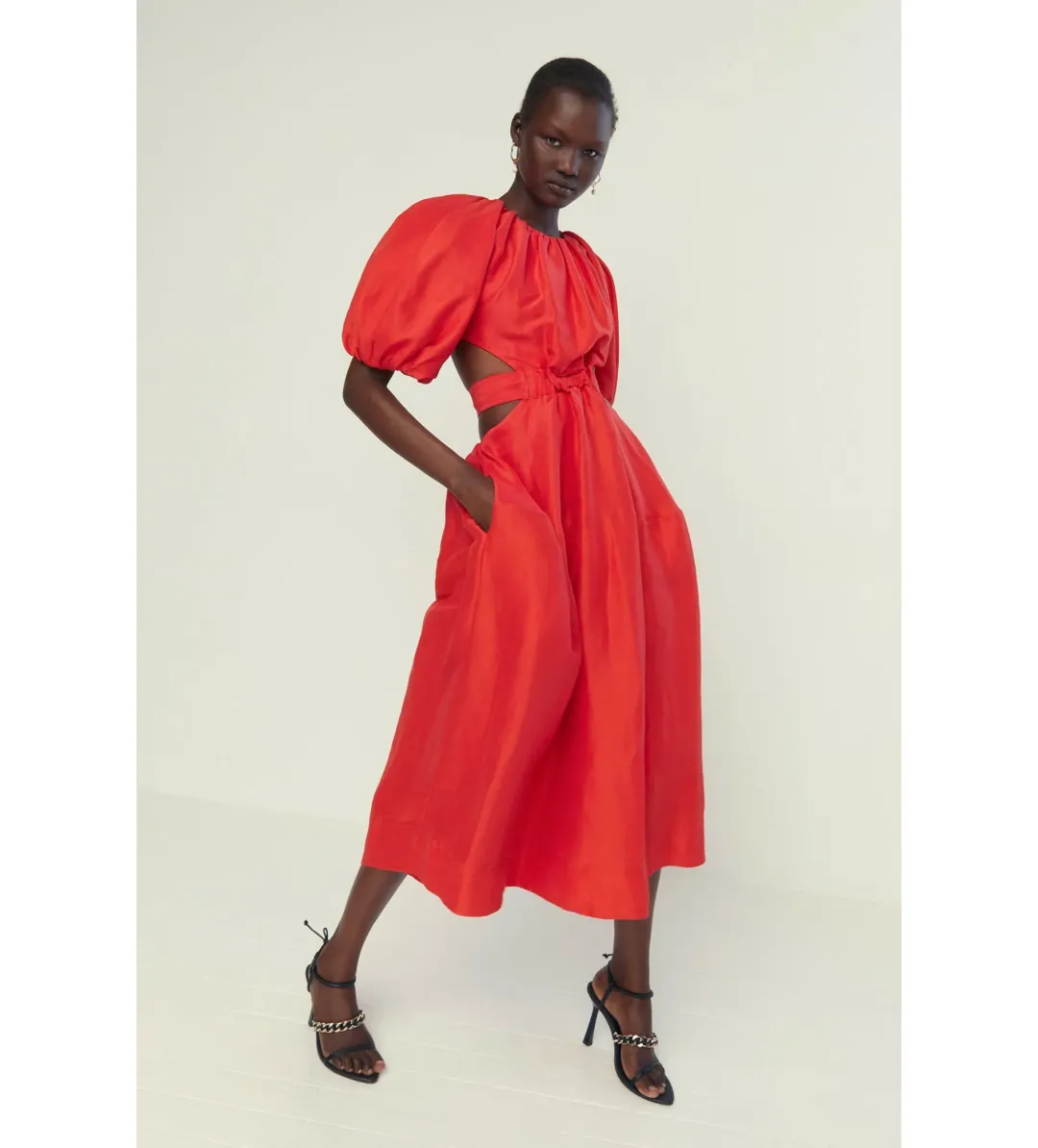 Aje Mimosa Cut-out Midi Dress Scarlet Red Size 6 for rent on The Volte - main image