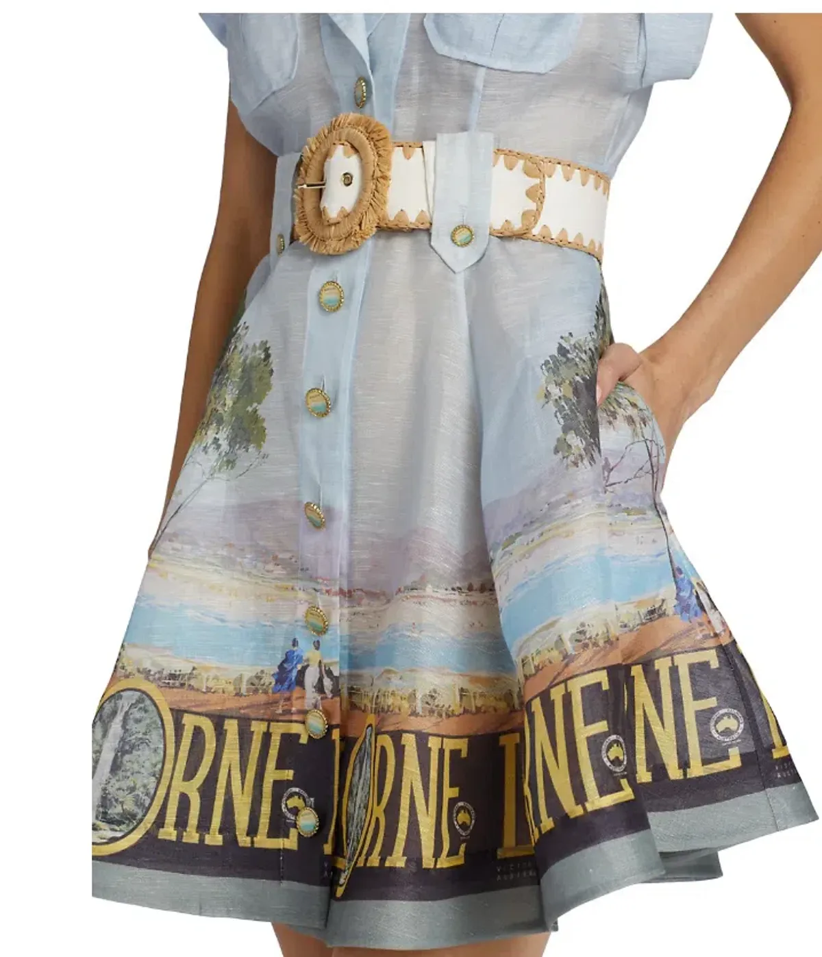 Zimmermann Postcard Shirt Mini Dress Lorne Print Size 1 / AU 10 - Image 3