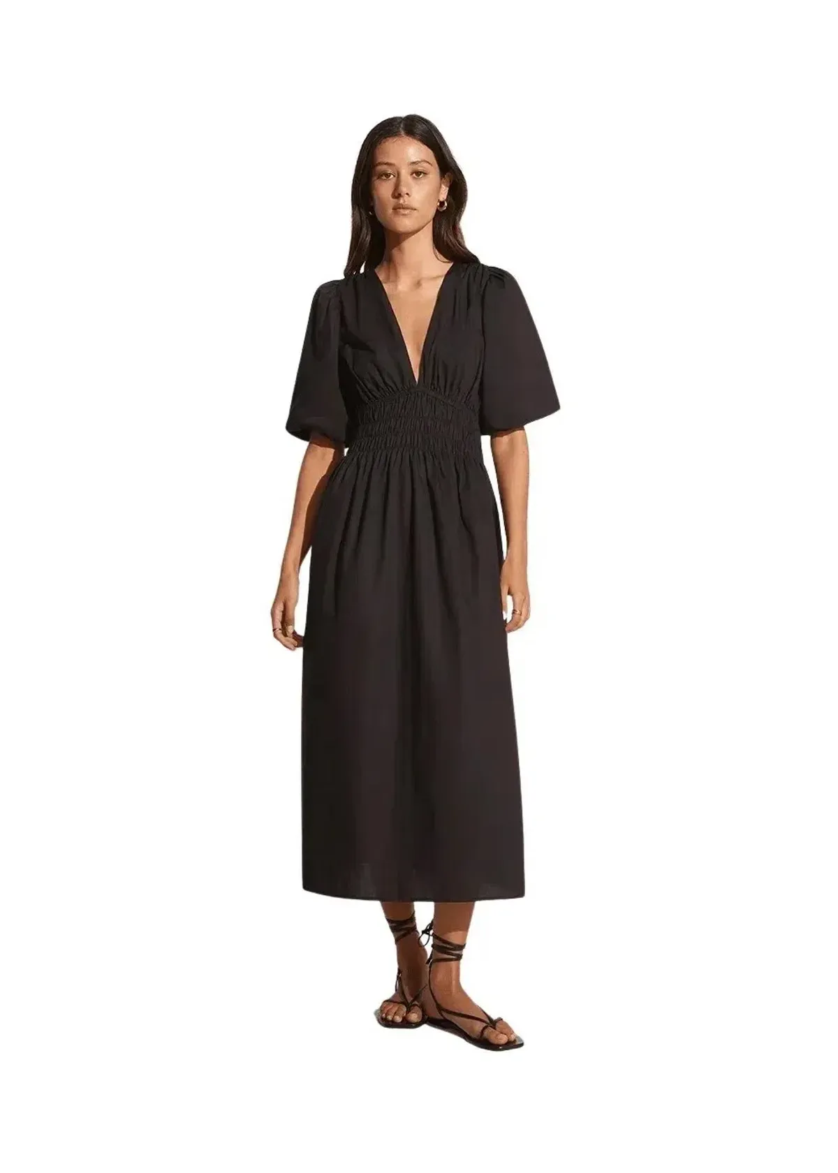 Faithfull The Brand Agnata Midi Dress Black Size 6 - Image 1