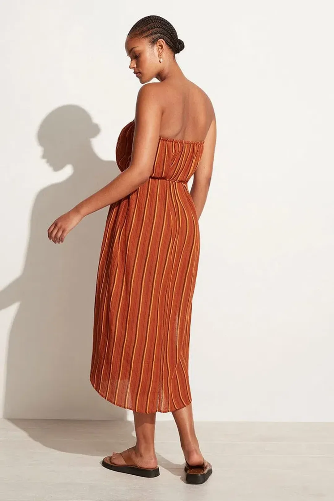 Faithfull The Brand Luannah Midi Dress Aria Stripe Size 8 for rent on The Volte - main image
