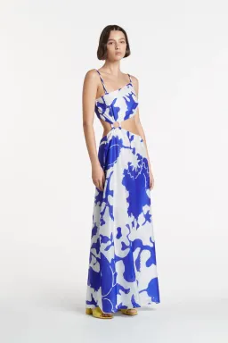 Sir The Label Marlowe Vivi Asymmetric Cut Out Dress Blue Print Size 2/AU 10 for rent on The Volte - image 2
