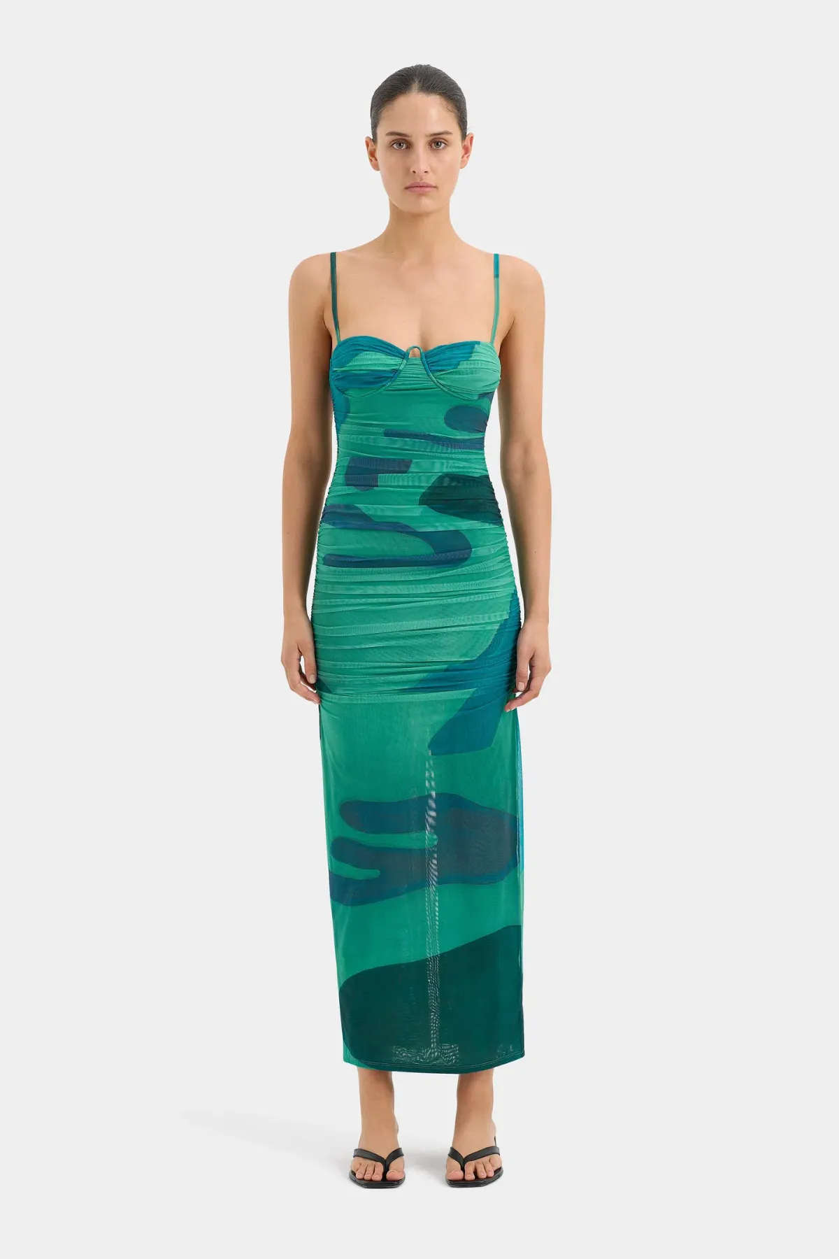 Sir the Label Frankie Gathered Midi Dress Emerald Reflection Size 10 - Image 1