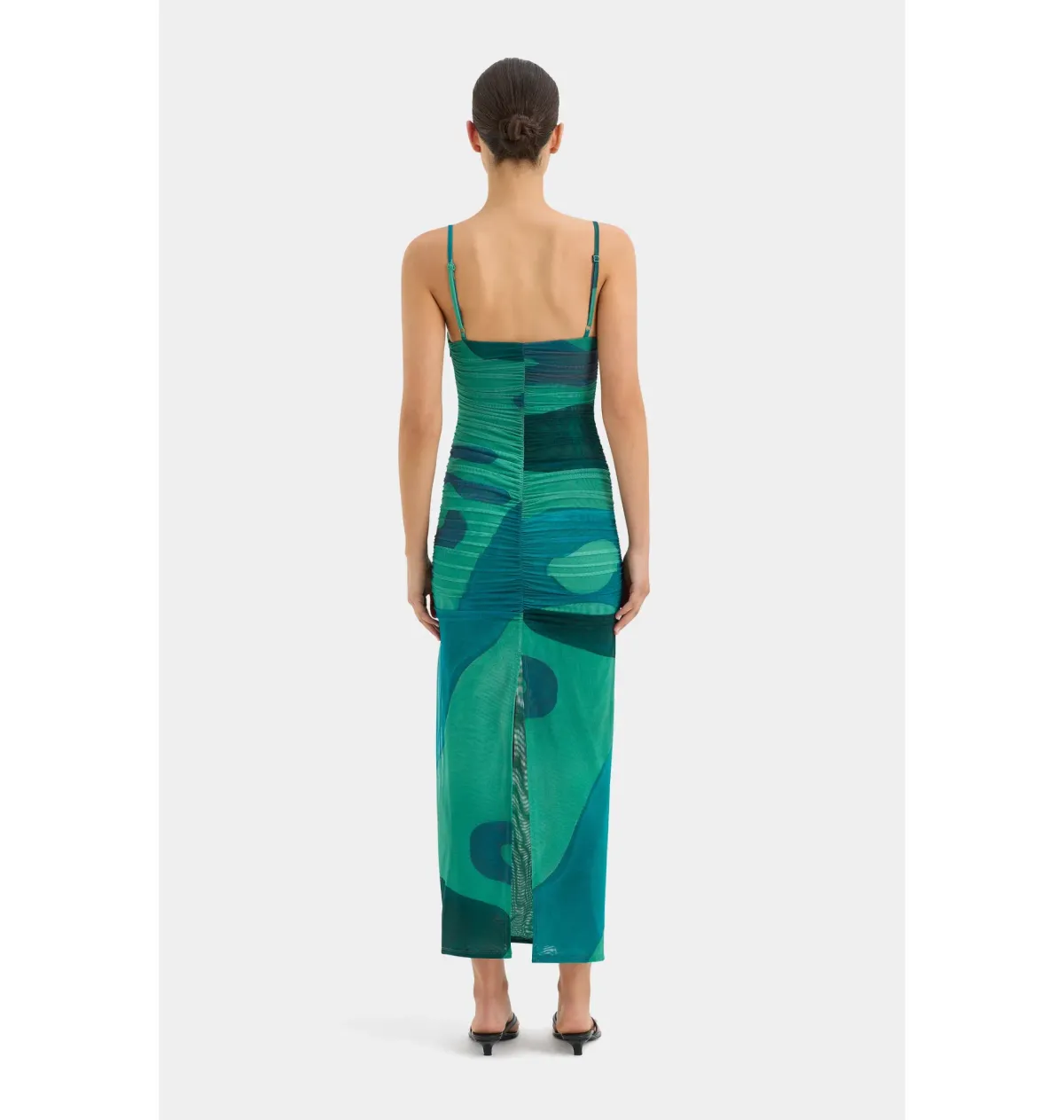 Sir the Label Frankie Gathered Midi Dress Emerald Reflection Size AU 14 - Image 3