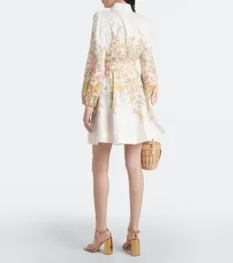 Zimmermann Matchmaker Buttoned Mini Dress Ivory Coral Floral Size 2 / AU 12 for rent on The Volte - image 3