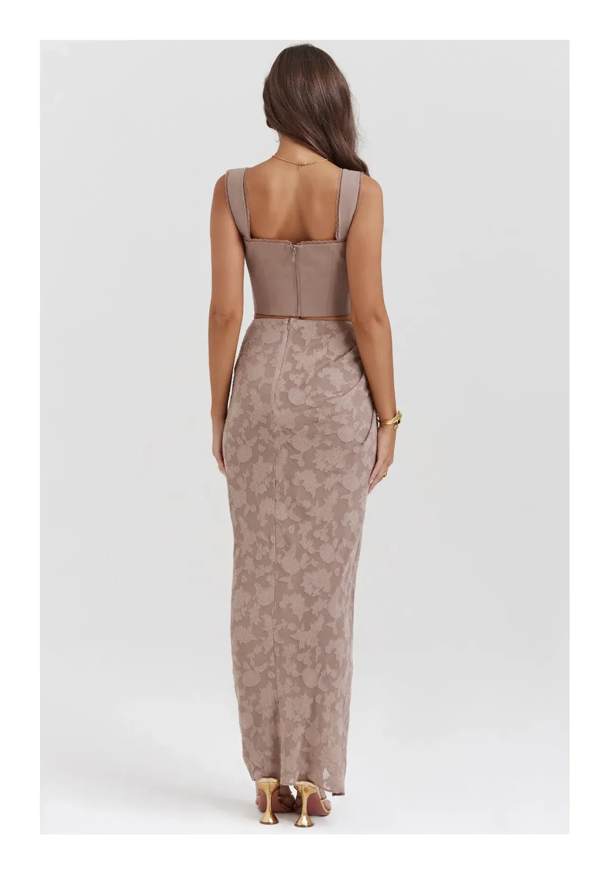 House of CB Robyn Corset and Vesper Maxi Skirt Set Mushroom Size XS/ AU 6 - Image 3