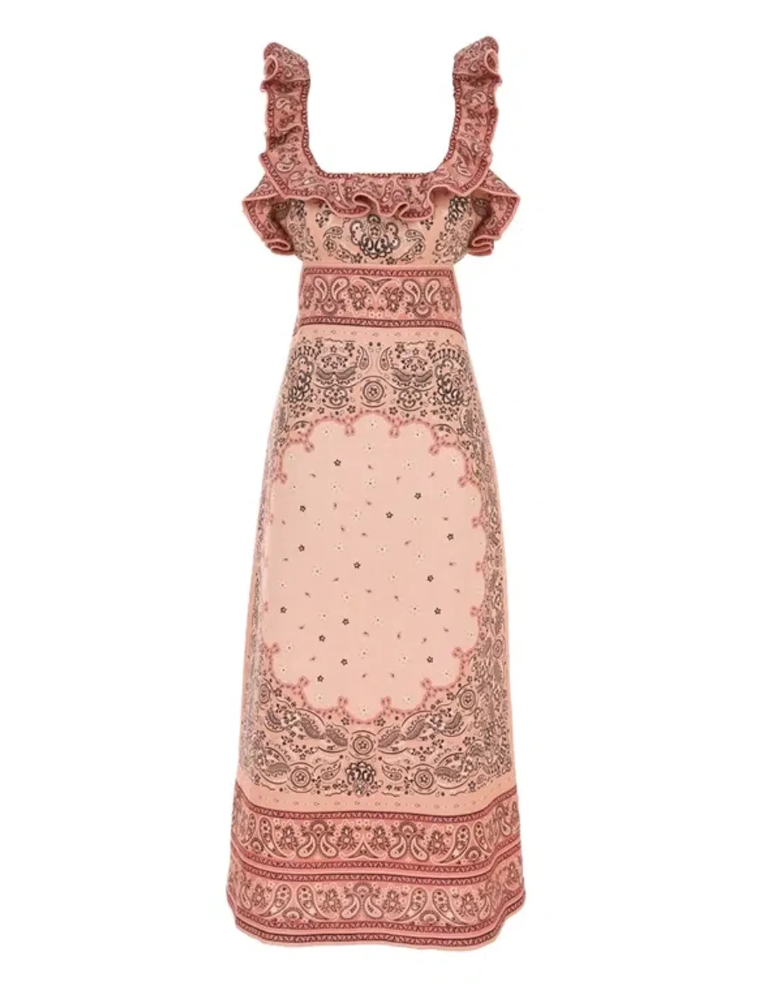 Zimmermann Matchmaker Frilled Midi in Pink Bandana Size 1/Au 10 for rent on The Volte - main image