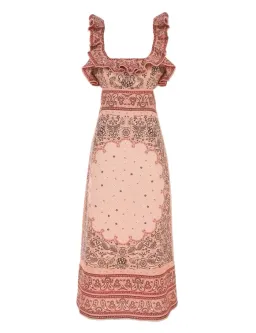 Zimmermann Matchmaker Frilled Midi in Pink Bandana Size 1/Au 10 for rent on The Volte - image 4