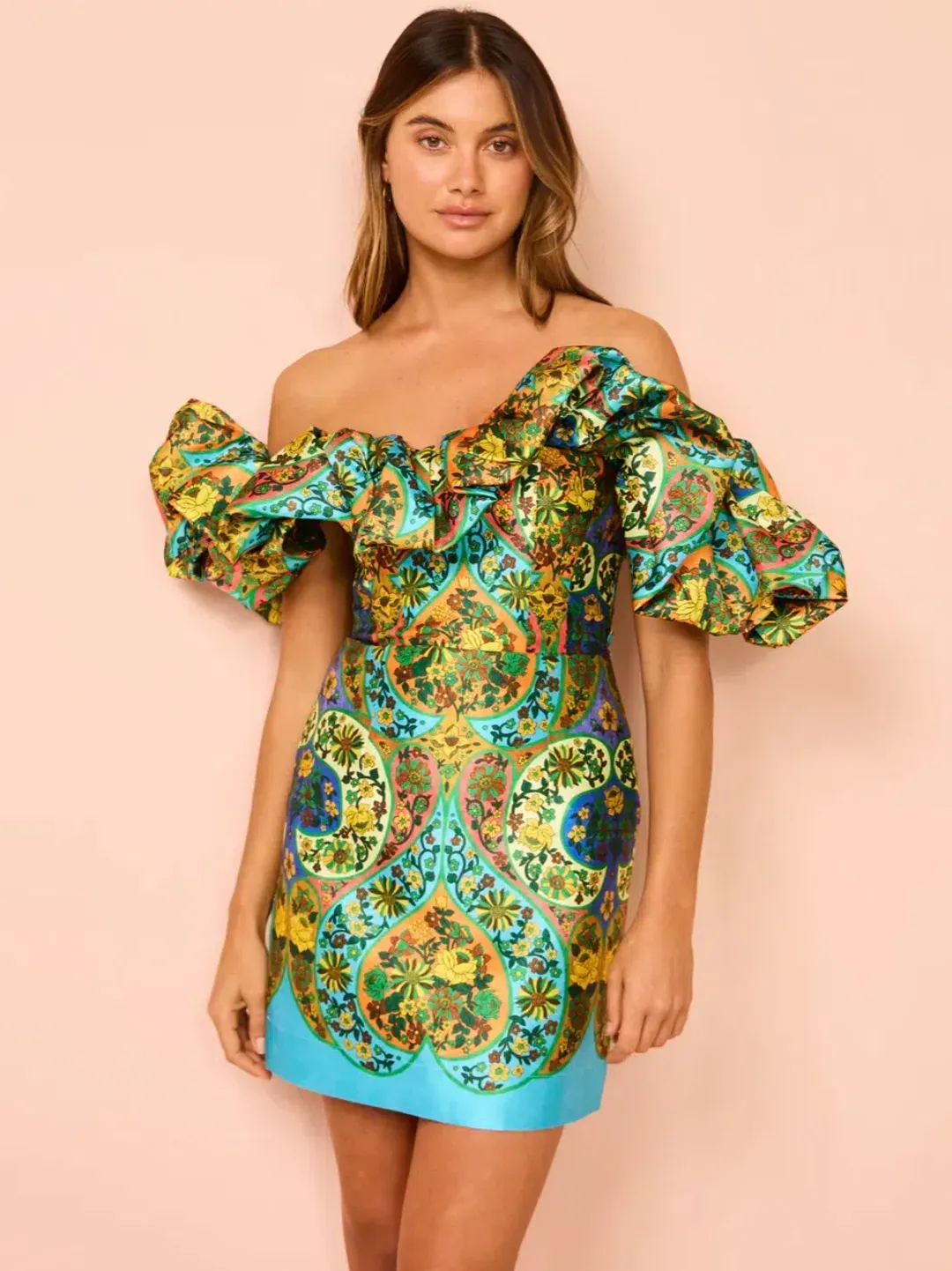 Alemais Sofie Off Shoulder Dress Multi Size 12 for rent on The Volte - main image