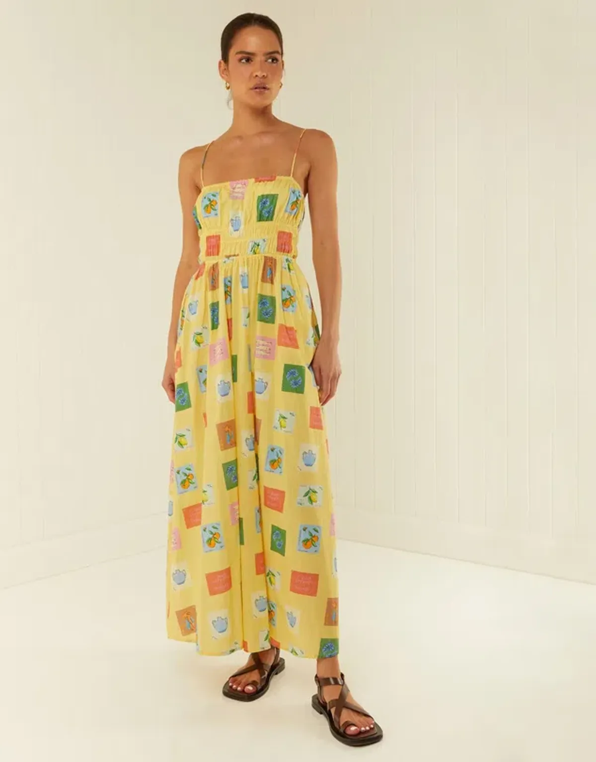 Palm Noosa West Dress Yellow Multi Size 12 - Image 1