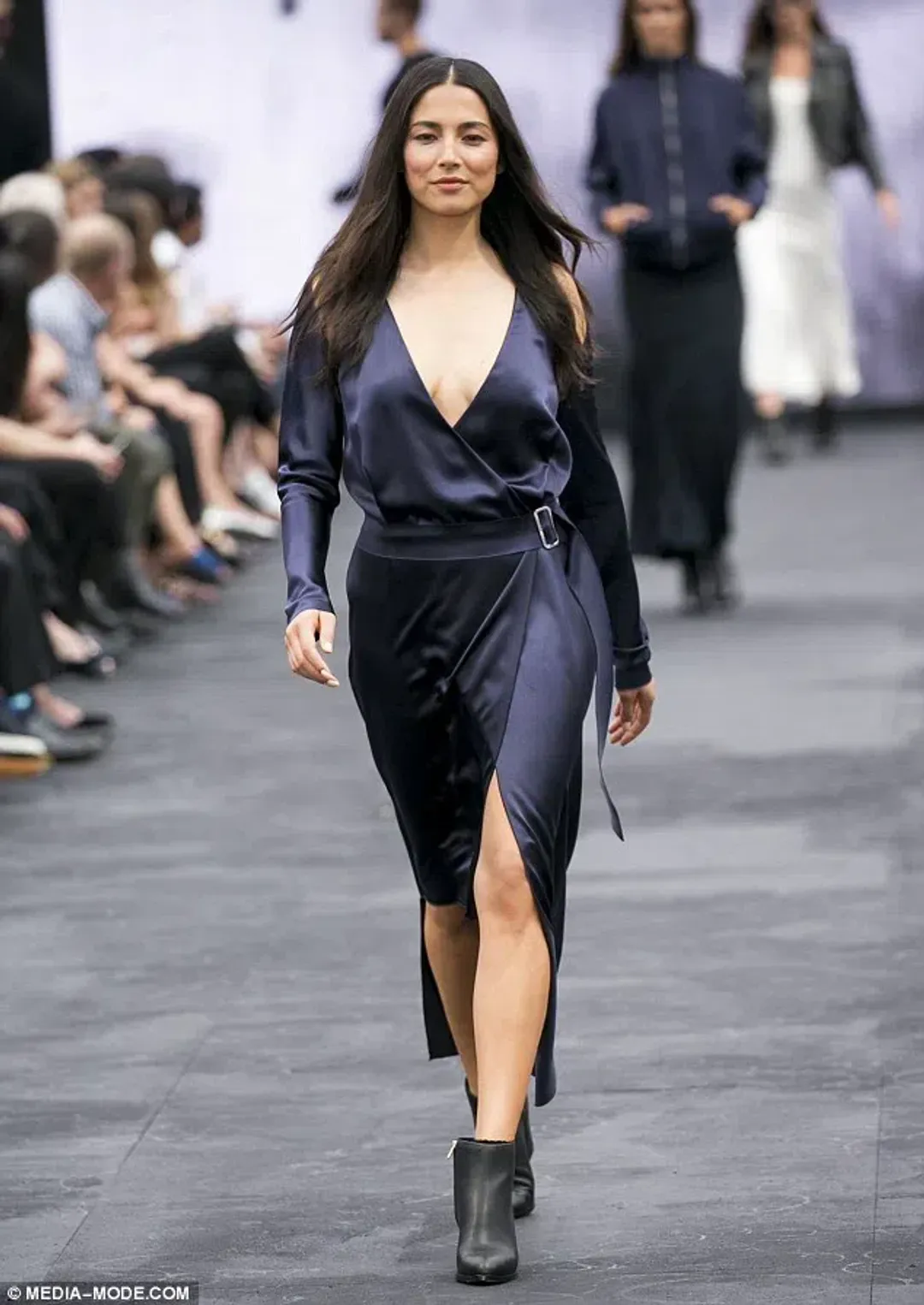 Dion Lee Silk Contour Tie Dress Navy Size 6 for rent on The Volte - main image