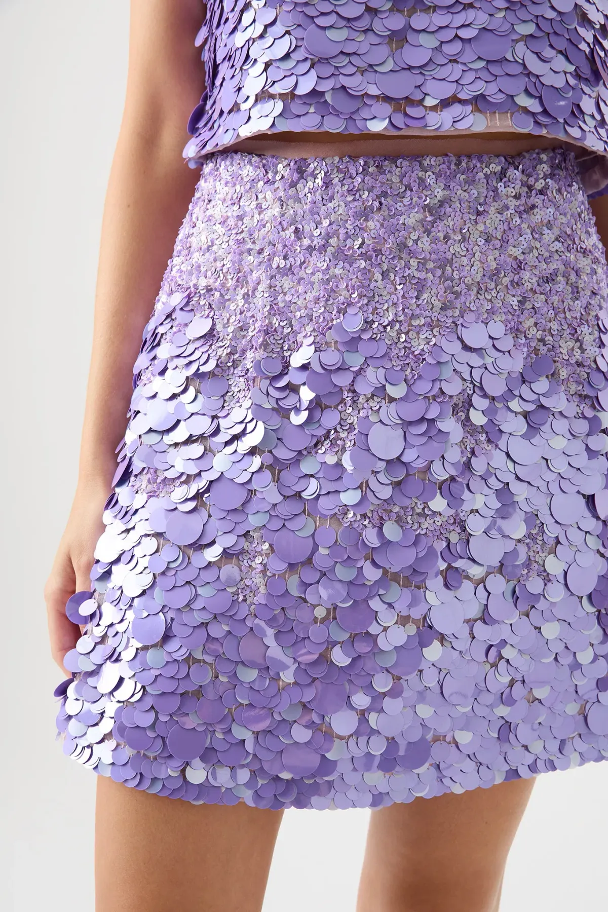 Aje Cherie Sequin Mini Skirt in Lilac Size 8 - Image 2