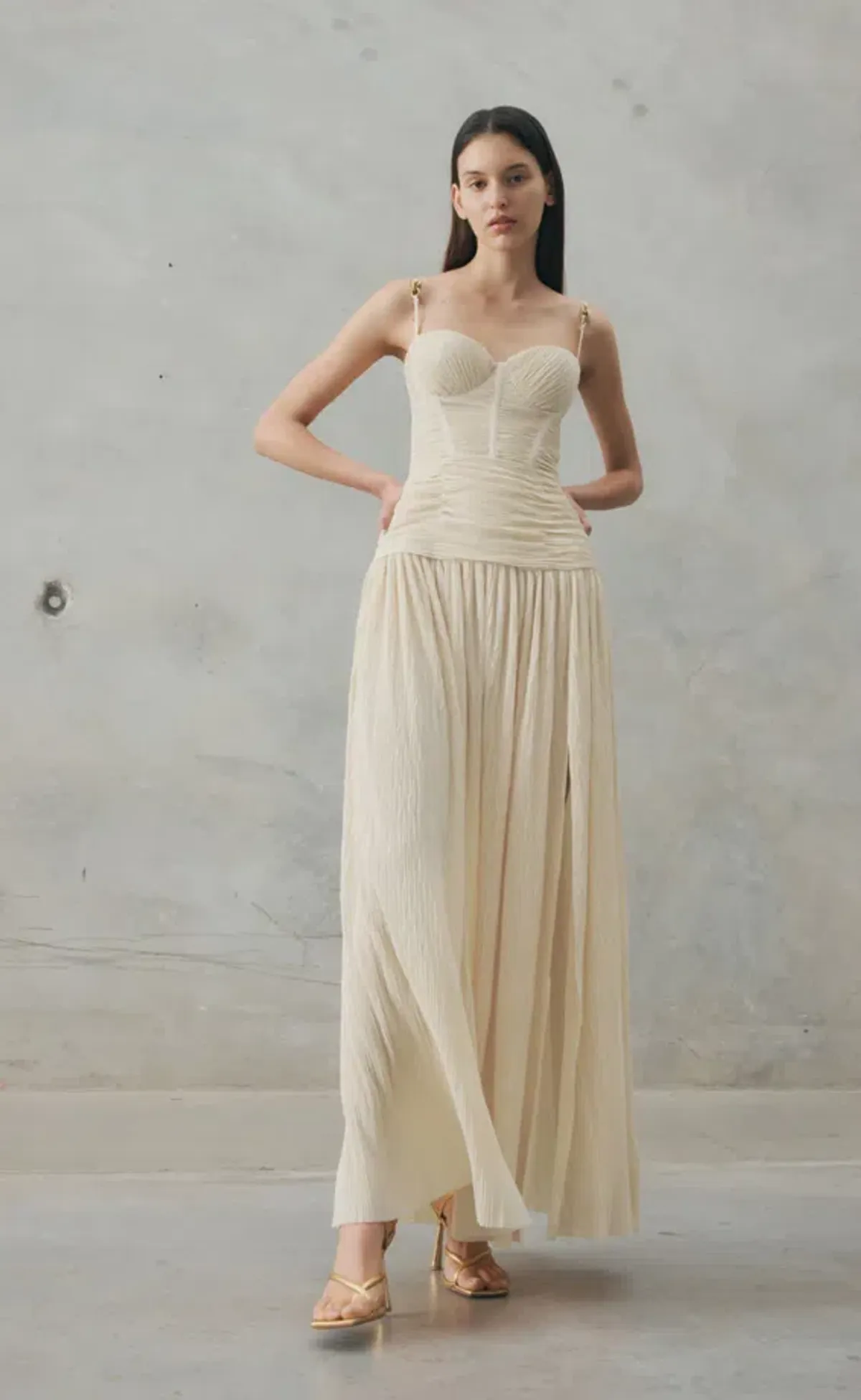 Manning Cartell Double Time Pleat Dress Nougat Size 8 for rent on The Volte - main image