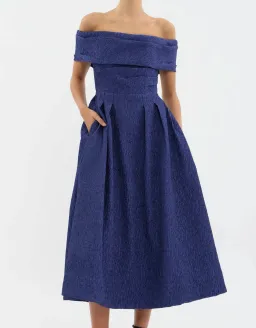 Rebecca Vallance Helene Off Shoulder Midi Dress Blue Size 12 for rent on The Volte - image 2