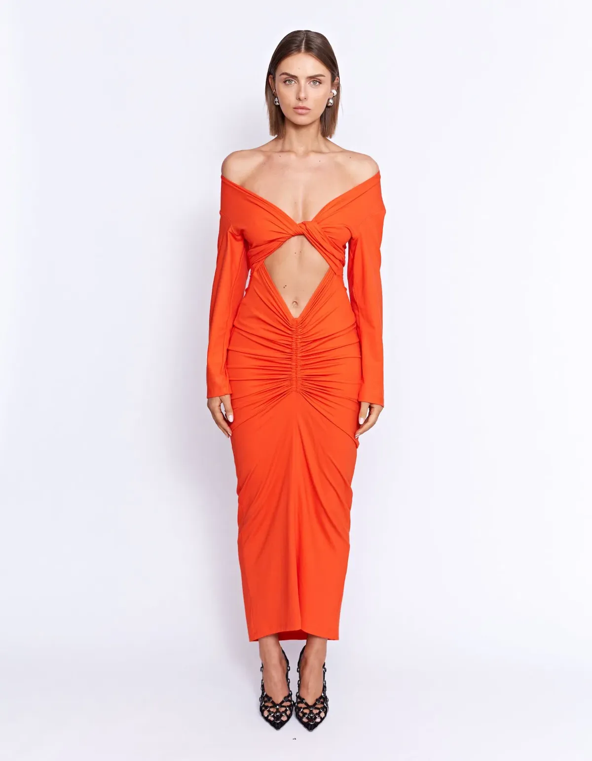 Pfeiffer Fontaine Midi Dress Crimson Orange Size M / AU 10 - Image 1