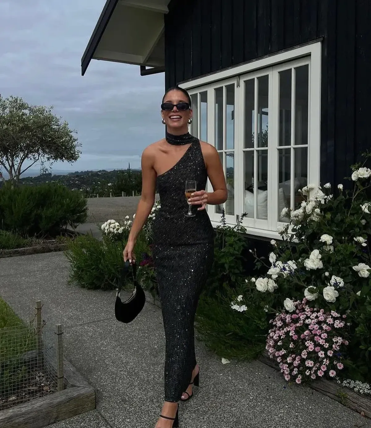 Asta Resort Jennifer Dress Charcoal Sequin Size S / AU 8 - Image 1