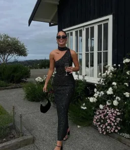 Asta Resort Jennifer Dress Charcoal Sequin Size S / AU 8 for rent on The Volte - image 1